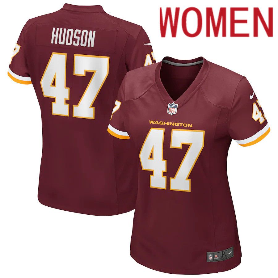 Women Washington Redskins 47 Khaleke Hudson Nike Burgundy Game Player NFL Jersey